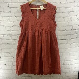 Knox Rose Dress Womens Sz S Burnt Orange Eyelet Sundress